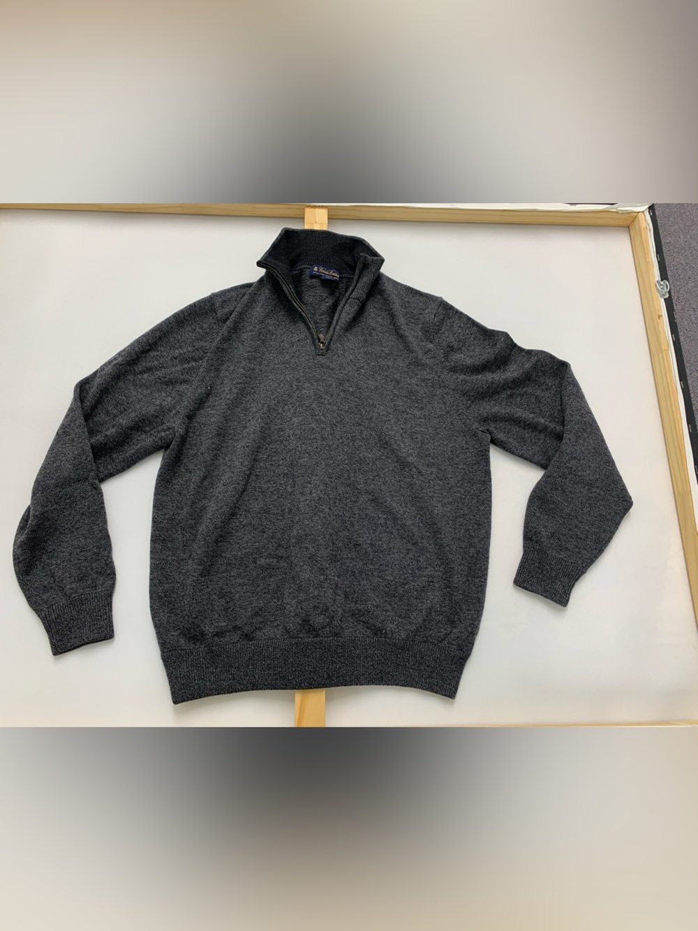 Brooks Brothers Wool Dark Charcoal Zip-Neck Sweater